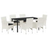 vidaXL Tuin Eetset met kussen 7 pcs Wit Poly riet