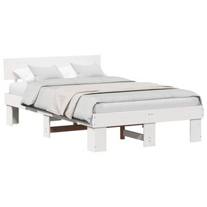 vidaXL Bedframe met hoofdeinde Wit 135 x 190 cm Massief grenenhout