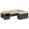 vidaXL 10-delige Loungeset met kussens poly rattan zwart