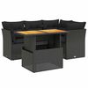 vidaXL 5-delige Loungeset met kussens poly rattan zwart