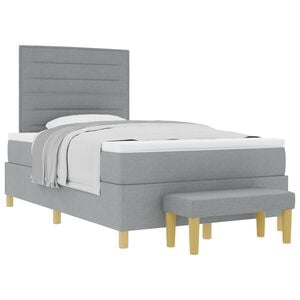vidaXL Boxspring bed met hoofdeinde Lichtgrijs 190 x 120 cm Stof