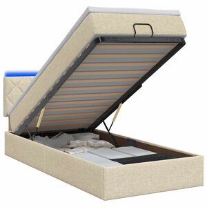 vidaXL Ottoman Bed met Matrassen en LED Cr&egrave;mekleurig 80 x 200 cm Stof