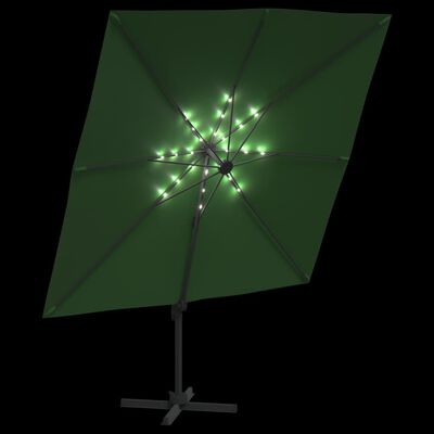 vidaXL Zweefparasol met LED-verlichting 400x300 cm groen