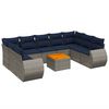 vidaXL 10-delige tuinbankset met kussens, grijs polyrotan