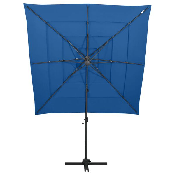 vidaXL Parasol 4-laags met aluminium paal 250x250 cm azuurblauw