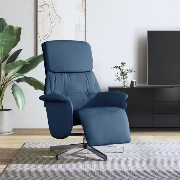 vidaXL Fauteuil verstelbaar met voetensteun stof blauw