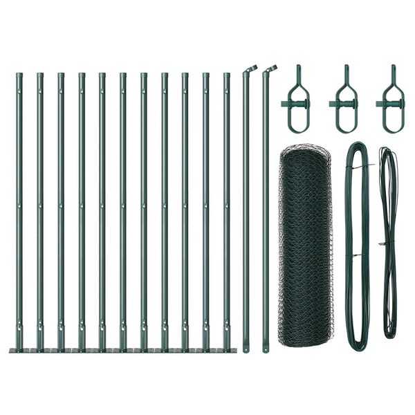 vidaXL Hecke met palen Groen 0.4 x 25 m PVC-gecoat staal