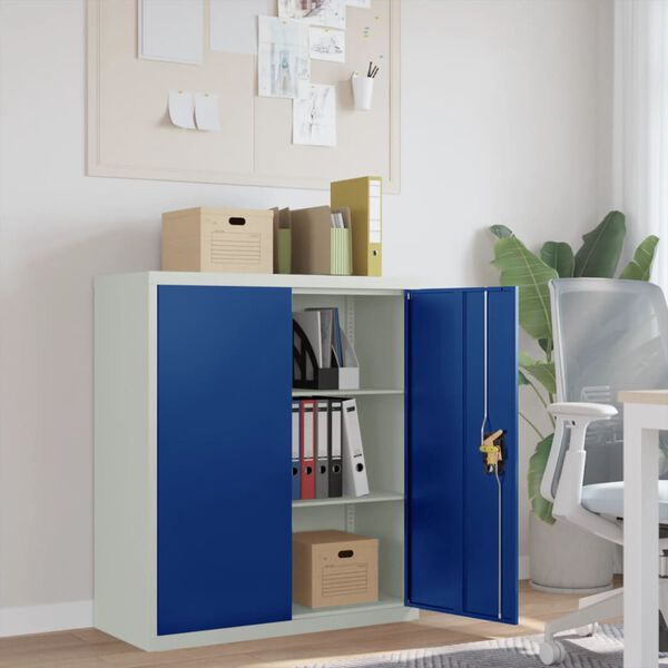 vidaXL Archiefkast 90x40x105 cm staal lichtgrijs en blauw