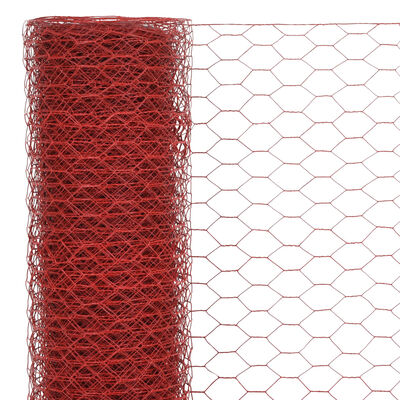 vidaXL Kippengaas 25x0,5 m staal met PVC coating rood