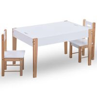 vidaXL 3-delige Kindertafel- en stoelenset krijtbord zwart en wit