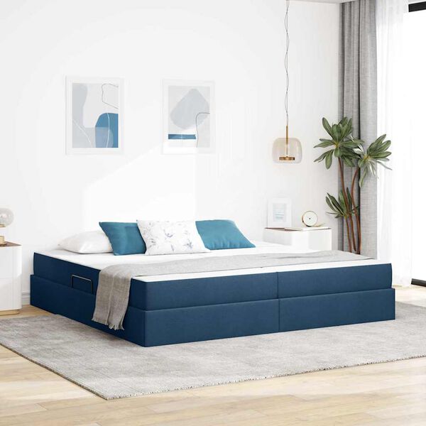 vidaXL Opbergbed met matras met matras Blauw 200 x 200 cm Polyester