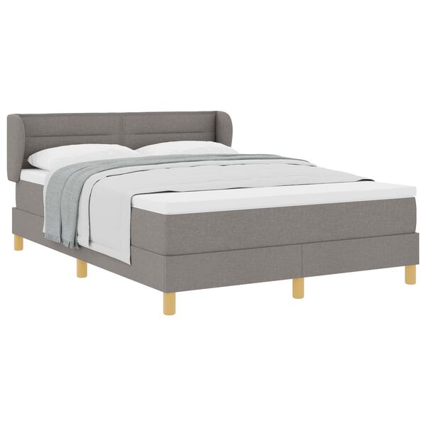 vidaXL Boxspringbed met matras met hoofdeinde Taupe 140 x 190 cm Stof