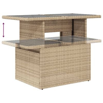 vidaXL 6-delige Loungeset met kussens poly rattan beige