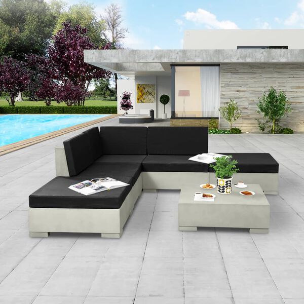 vidaXL 6-delige Loungeset met kussens beton grijs