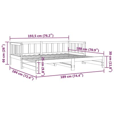 vidaXL Slaapbank met onderschuifbed 90x190 cm massief grenenhout