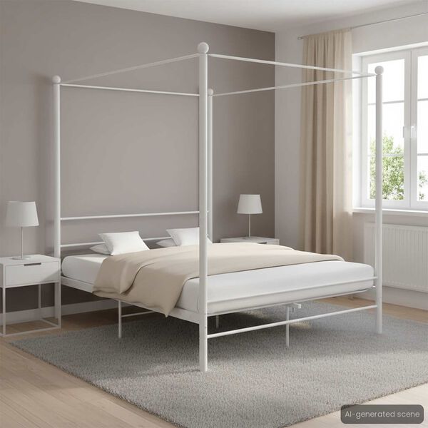 vidaXL Hemelbedframe metaal wit 160x200 cm