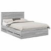 vidaXL Bedframe met lade Grijs Sonoma 150 x 200 cm Ingenieurshout