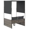 vidaXL Ligbed tweepersoons met dak en gordijn poly rattan grijs