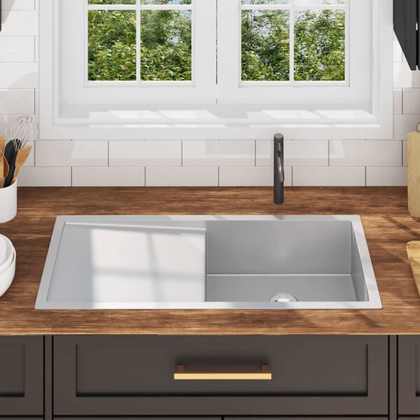 vidaXL Gootsteen handgemaakt roestvrij staal