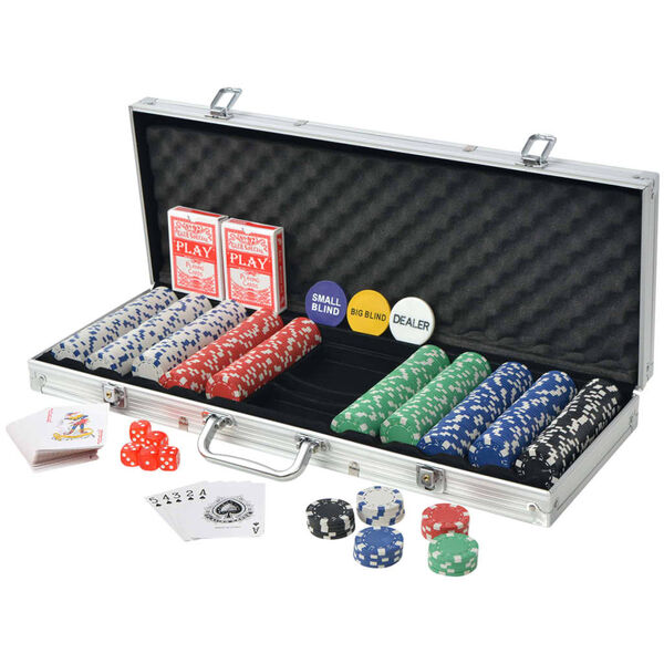 vidaXL Pokerset met 500 chips aluminium