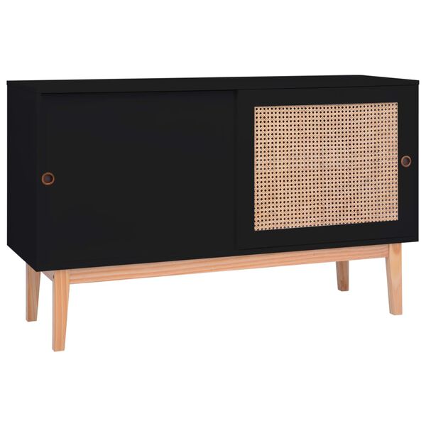 vidaXL Dressoir 130x40x80 cm MDF en rattan zwart
