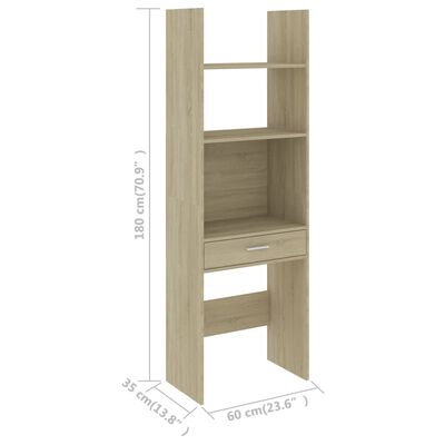 vidaXL Boekenkast 60x35x180 cm bewerkt hout sonoma eikenkleurig