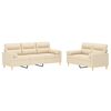 vidaXL 2-delige Loungeset met sierkussens en kussens stof cr&egrave;mekleurig