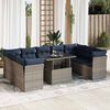 vidaXL 10-delige Loungeset met kussens poly rattan acacia grijs