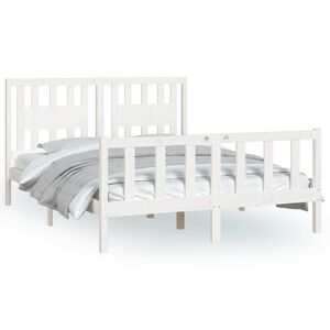 vidaXL Bedframe met hoofdbord massief grenenhout wit 120x200 cm