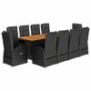 vidaXL 11-delige Tuinset met kussens poly rattan zwart