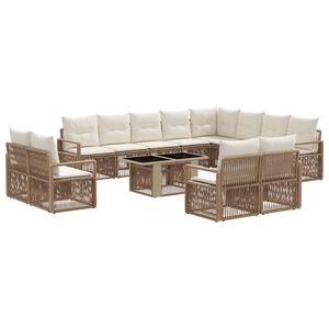 vidaXL Tuinbankenset 13 st Beige en Cr&egrave;me Wit poly rattan