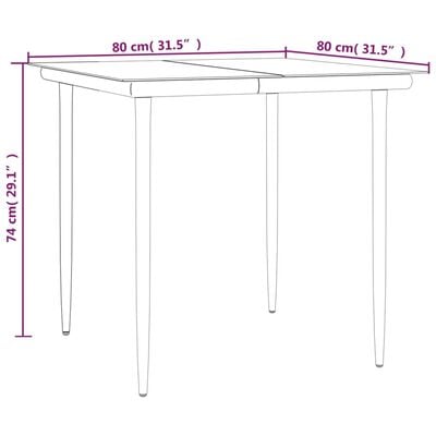 vidaXL 3-delige Tuinset poly rattan en staal grijs en zwart