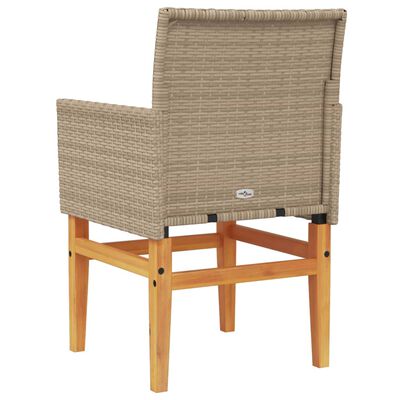 vidaXL Tuinstoelen 2 st met kussens poly rattan en massief hout beige