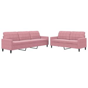 vidaXL 2-delige Loungeset met kussens fluweel roze