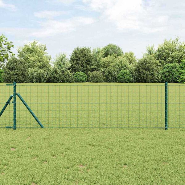 vidaXL Hekpalen 12 pcs Groen 100 cm Poedergecoat staal