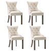 vidaXL Eetkamerstoelen 4 st stof beige