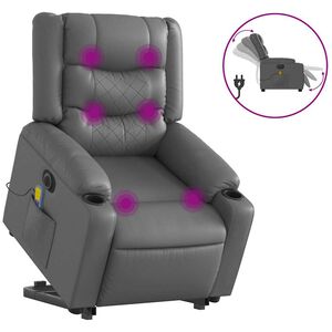 vidaXL Sta-op-massagestoel elektrisch kunstleer grijs