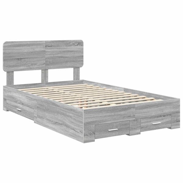 vidaXL Bedframe met hoofdeinde Grijs Sonoma 120 x 190 cm Bewerkt hout
