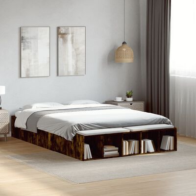 vidaXL Bedframe bewerkt hout gerookt eikenkleurig 120x200 cm