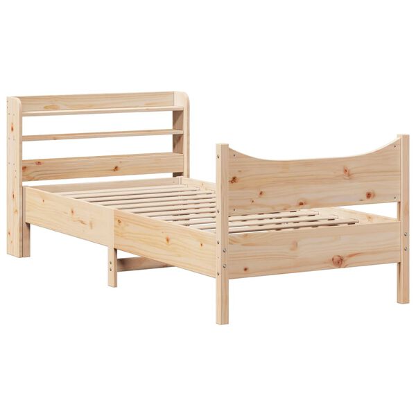 vidaXL Bedframe met hoofdbord massief grenenhout 75x190 cm