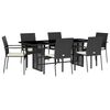 vidaXL 7-delige Tuinset met kussens poly rattan zwart