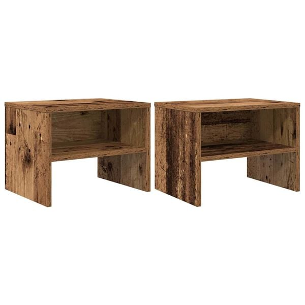 vidaXL Nachtkastje 2 pcs Oud hout 40 x 40 x 30 cm Bewerkt hout