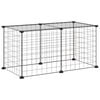 vidaXL Huisdierenkooi met 8 panelen 70x35x35 cm staal zwart
