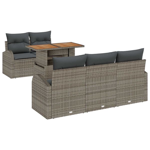 vidaXL Tuin Sofa Set met opslag 6 pcs Grijs Poly riet