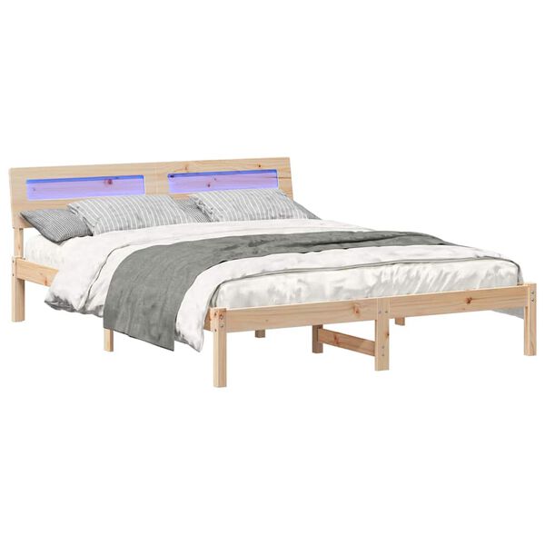vidaXL Bedframe met hoofdeinde Bruin 150 x 200 cm Massief grenenhout