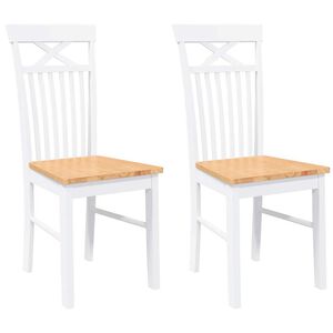 vidaXL Eetkamerstoelen 2 st massief hout rubber wit