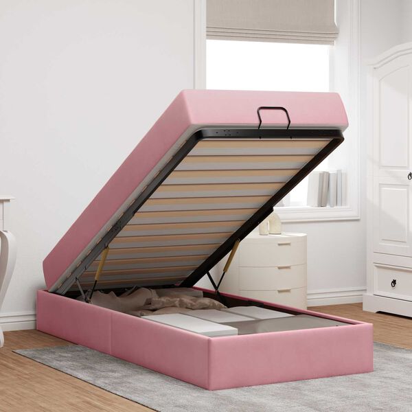 vidaXL Bedframe met matras met matras 2 pcs Roze Fluweel