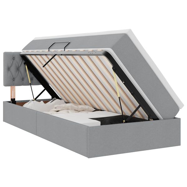 vidaXL Opbergbed met LED met matras Lichtgrijs 90 x 200 cm Stof