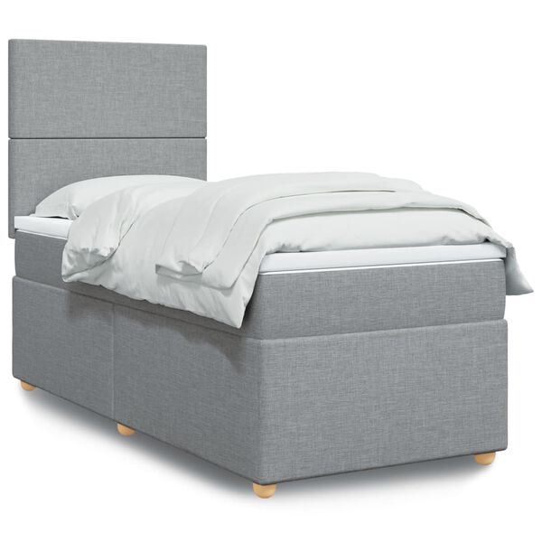 vidaXL Boxspring met matras stof lichtgrijs 90x190 cm