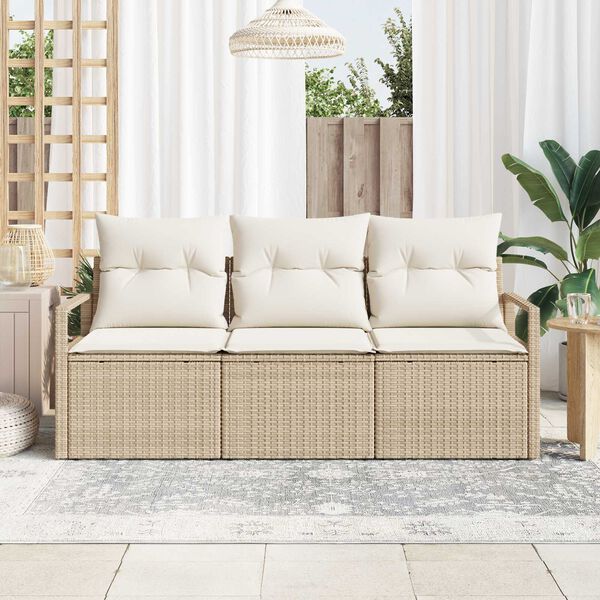 vidaXL Bankstel 3 pcs Beige poly rattan